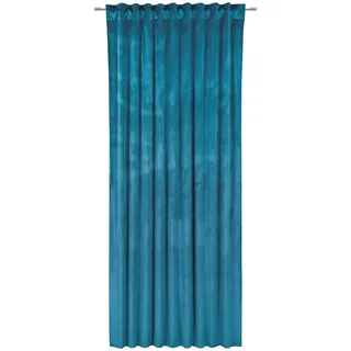 Esposa Fertigvorhang , Petrol , Textil , Uni , 135x245 cm , Textiles Vertrauen - Oeko-Tex® , für Stange und Schiene geeignet, Samtoptik , Heimtextilien, Vorhänge, Fertigvorhänge
