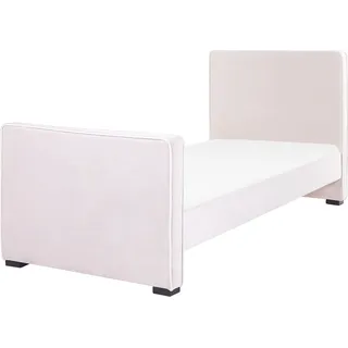 BELIANI Bett Pastellrosa Samt mit Lattenrost 90 x 200 cm Hohem Kopfteil Fußteil Modern Schlafzimmer Möbel Ausstattung Samtbett Stoffbett Polsterbett - Rosa, Schwarz