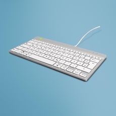 R-Go Compact Break Tastatur mit Kabel, QWERTZ Deutsches Layout, Mit Anti-RSI Software, Ergonomische flaches Design, Kompatibel mit Windows/Microsoft/Linux/Mac, Weiss