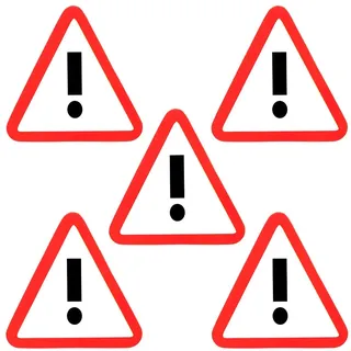 5 Ausrufezeichen Magnete 6 x 5 cm für Magnettafeln, Kühlschränke, Plantafeln und Whiteboards - Gefahr Vorsicht Verkehrszeichen Magnet