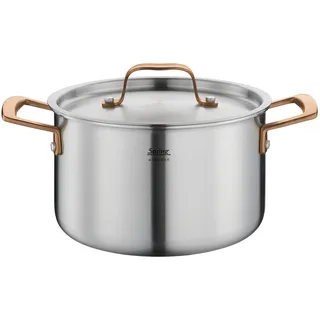 Spring Kochtopf GOURMET, mehrschichtiger Topf mit Deckel aus Edelstahl, backofengeeignet, mit Innenskalierung, Ø 20 cm, Höhe 12 cm, 3,7 Liter, roségold