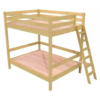 Etagenbett 2-Sitzer 160x200 für Erwachsene Treppe Holz Sylvia - Honig - Weiß