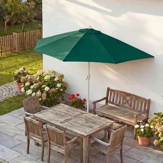 Sonnenschirm halbrund Parla, Halbschirm Balkonschirm, UV 50+ Polyester/Alu 3kg - 300cm grün ohne Ständer - Grün
