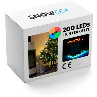 SnowEra 200er LED Lichterkette - Weihnachtsbeleuchtung für innen und außen mit zuschaltbarem Timer – perfekt für den Weihnachtsbaum | Tannenbaum – Lichtfarbe: bunt – Länge: ca. 30 m inkl. Zuleitung