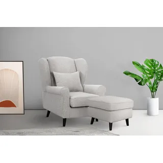 Home Affaire Ohrensessel CHISTELLE Polyester 81 x 99 x 87 cm Beige mit Polsterhocker