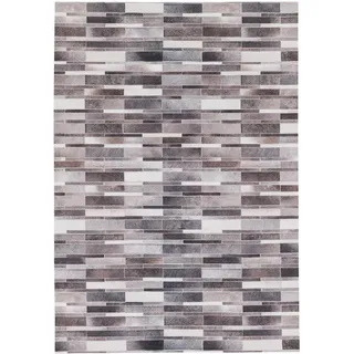 Pergamon Kunstfaser Patchwork Tierfell Stripes Fellteppich 200 x 300 cm Beige/Braun