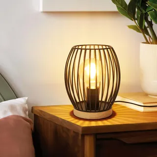 Riserva Tischlampe Modern, E27 Tischleuchte Industrial Schwarz, Nachttischlampe aus Metall, Nachttisch, Arbeitszimmer, Cafe, Hotel, Inkl. Schalter