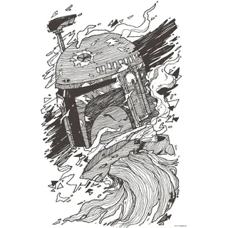 KOMAR "Star Wars Boba Fett Drawing", - Größe: 50 x 70 cm ohne Rahmen, - Dekoration Kinderzimmer - farbe bild(er): bunt