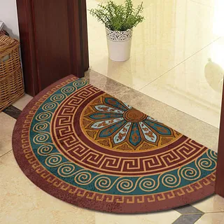 Halbrunder Teppich FußMatte Halbrund Hereinspaziert Fussmatten HaustüR Bodenmatte Innen Fussmatte Kitchen Mat Deko Eingangsbereich Aussen Ziegelrot 60x90cm