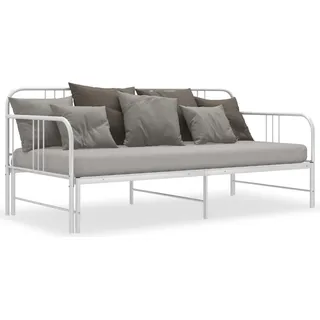 vidaXL Ausziehsofa Bettgestell Weiß Metall 90x200 cm - Weiß