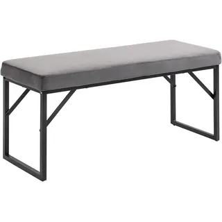 Homcom Sitzbank, Polsterbank, Bettbank in Samtoptik, Schminkbank für Schlafzimmer, bis 200 kg Belastbar, Stahl, Dunkelgrau, 100 x 35 x 47 cm