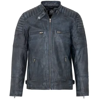 URBAN 5884 Herren Lederjacke RALF, Lederjacke herren echtleder im Bikerstil, Weich und Strapazierfähig, Denim, 5XL