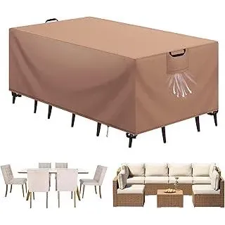 Abdeckung Gartenmöbel Winterfest, Wasserdichte Schutzhülle Gartenmöbel 420D Oxford Anti-UV Abdeckplane für Gartentische Terrassenmöbel Regenschutz und Staubfest Abdeckhaube Khaki 150x90x75cm