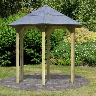 Pavillon KARIBU "Lissabon", grau (natur), B/H/T: 299cm x 280cm x 260cm, Pavillons, Pavillon, BxT: 299x260 cm