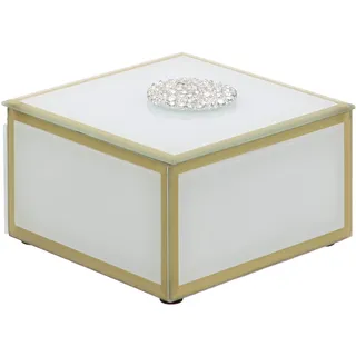 Maturi Schmuckschatulle, quadratisch, Glas, Weiß, 12 x 12 x 6.5cm