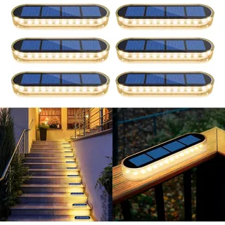 YiLaie Solarlampen für Außen Gartene, Solarleuchten für Außen, Warm White 2700K Bodeneinbaustrahler Aussen mit Auto On/Off Solarlampen LED Wegeleuchten IP68 Wasserdicht Outdoor Balkon Boden, 6 Stück