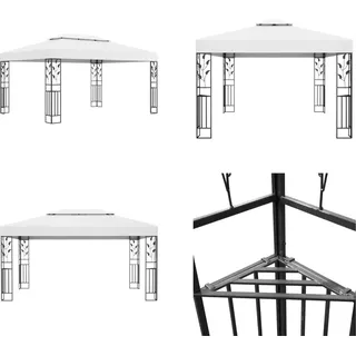 vidaXL Pavillon mit Doppeldach 3x4 m Weiß - Gartenpavillon - Gartenpavillons - Pavillon - Pavillons - Weiß