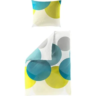 BIERBAUM Bettwäsche 6155, Mako-Satin, petrol (155x220cm, mit 1 Kissen) % Baumwolle, pflegeleicht, blau