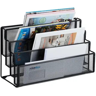 Relaxdays Zeitschriftenhalter, Schwarz, Metall, 45x26x18 cm, Ordnen & Aufbewahren, Zeitungsständer
