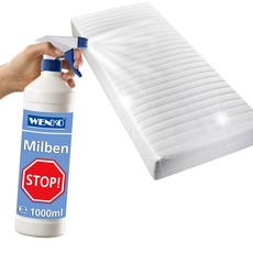 WENKO Milben-Stopp 1000 ml - antibakteriell, neutralisierend Fassungsvermögen: 1 l, Chemische Zusammensetzung, 8 x 28 x 8 cm, Transparent