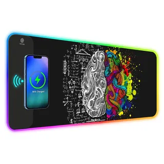 ToLuLu RGB Gaming-Mauspad, kabellos, 7,5/10/15 W, 10 Lichtmodi, LED-Mauspad, Computertastaturmatte, Mauspad, 800 x 300 x 4 mm, erweiterte große Schreibtischunterlage für Gaming, MacBook, Laptop, PC