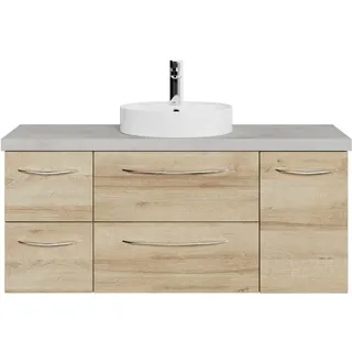 Saphir »Serie 4035 Keramik-Aufsatzbecken mit Unterschrank, 118 cm breit« Waschplatz, 4 Schubladen, 1 Tür, inkl. Türdämpfer, Griff Chrom Glanz,