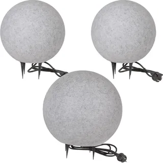 H4L Kugelleuchte Kugellampe Außenleuchte Granit-Optik 3er Set 40-30-30cm - Grau