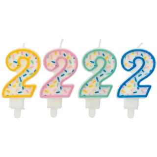 Folat 24172 Kuchen Kerze Sprinkles Ziffer/Zahl 2 Sortiert - 9 cm Geburtstagskerzen für Geburtstag, Geburtstagsdeko, für Kinder Partys, Hochzeiten, Firmenfeiern, Jubiläen