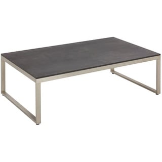 AMATIO Loungetisch Edelstahlfarben, Dunkelbraun, Metall, Kunststoff, rechteckig, U-Form, 60x33x100 cm,