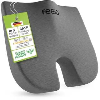 feela.® Orthopädisches Keilkissen [3 Härtegrade] – Memory Foam Haltungskorrektur für mehr Sitzkomfort & Entlastung bei Ischias – Ideales Sitzkissen Stuhl fürs Büro & Sofa (Hart)
