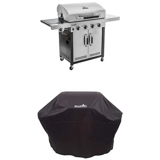 Char-Broil Advantage Series 445S - 4 Brenner Gasgrill mit Seitenbrenner, Edelstahl + Wetterschutzhaube