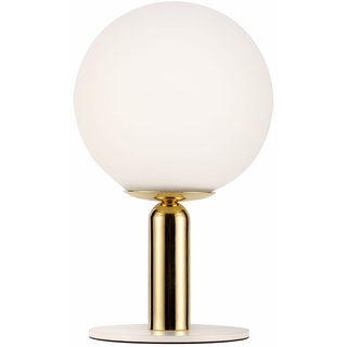 Pauleen 48230 Splendid Pearl Tischleuchte max. 20 Watt Weiß, Gold Nachttischlampe im Glamour Look aus Glas, Metall G9