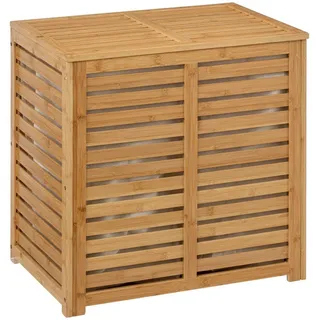 5 Five Simply Smart Five Sicela Bambus-Doppelwäschekorb mit Deckel, 50 l, Braun