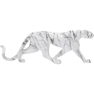 Kare Design Deko Figur Leopard Marble Weiß/Grau, Marmor Look, Fiberglas, Dekofigur, Accessoire, Dekoration für Wohnzimmer, Schlafzimmer unf Flur, 34x95x18 cm