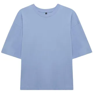 DeFacto Damen Oversize Crop Tops - Klassisches Basic Shirt für Damen - Bequemes Oversize Shirt für Frauen LT.Blue 3XL