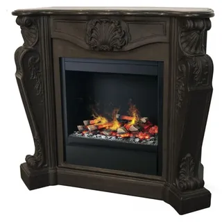 Casa Padrino Luxus Jugendstil Kamin Schwarz mit LED Wasserdampf Kamineinsatz 118 x 43 x H. 111 cm - Luxus Elektrokamin mit Dampffunktion