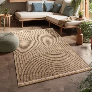 Paco Home Teppich PACO HOME "Cologne 492", beige, B:240cm H:11mm L:340cm, Polypropylen (PP), Teppiche, Teppich, Flachgewebe, meliert, Regenbogen, mit Fransen, Outdoor geeignet