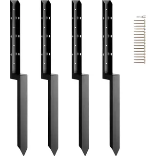 Vevor Reparaturset für Zaunpfostenanker, 4er-Pack, Innendurchmesser 51 x 51 mm, robuste Stützpfähle für Zaunpfosten aus Stahl, Anker-Erdspieß zur Reparatur von schiefen, gebrochenen Holzzaunpfosten