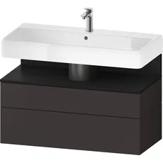 Duravit Qatego Waschtischunterbau, 1 Auszug und 1 Schublade, 990x470x590mm, Nische Eiche Schwarz, QA4395016, Farbe: Graphit Supermatt/mit Nischenbeleuchtung