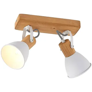 Lindby Strahler Merela (Skandinavisch) aus Holz (2 flammig, E14) - Deckenlampe Deckenleuchte Lampe Spot Wohnzimmerleuchte