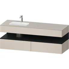 Duravit Qatego Einbauwaschtisch mit Konsolenwaschtischunterbau, 1600x550x600mm, Nische Eiche Schwarz, Becken links, QA4795016, Farbe: Taupe Matt/mit Nischenbeleuchtung