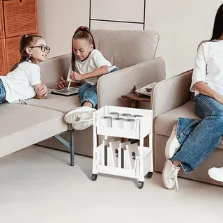 Rollwagen Mit 2/3/4/5 Ebenen Multifunktions Aufbewahrungswagen Servierwagen Movable Cart Rollwagen Organizer Wagen Mehrstufiger Rollwagen Mit 4 Rädern Buchen Für Küche Make-up Badezimmer Büro