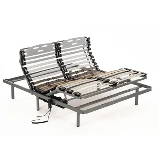 NALUI - Lattenrost für Betten 120 x 200 cm mit Füßen von ProCare, 11 Latten aus Buchenholz mit 10 cm und Stahlstruktur. Elektro-Lattenrost in 5 Ebenen, mit Fernbedienung und Schiebern zur Regulierung