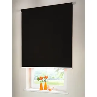 Hochwertiges Verdunkelungsrollo Mittelzugrollo Springrollo Rollo Verdunkelung 180 x 100 cm / 180x100 cm schwarz // Verdunkelungsrollo/Verdunkelungs-Rollo/Fensterrollo