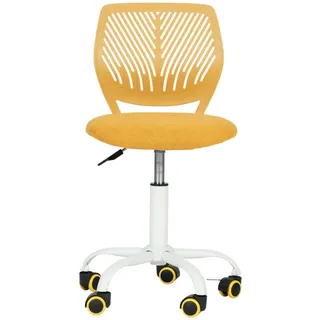 FurnitureR Schreibtischstuhl aus Stoff, ergonomisch, ohne Armlehne, höhenverstellbar, Drehstuhl für Zuhause, Büro, Arbeitszimmer, Spielzimmer, Gelb, 40 x 38,5 x 87 cm