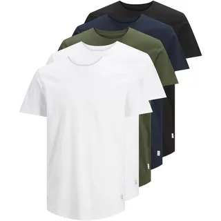 JACK & JONES Noa Kurzarm-T-Shirt 5 Einheiten White / Detail White / Black / Navy / Forest 2XL