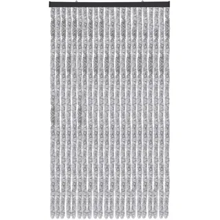 Arsvita Flauschvorhang Türvorhang (100x200 cm) in Hellgrau-Weiß als Insektenschutz für Balkon, Terrasse oder Wohnmobil, Wohnwagen, Pavillon