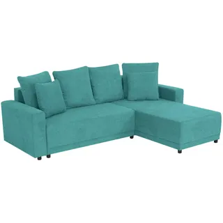 Mid.you Ecksofa , Petrol , Textil , Uni , Füllung: Schaumstoff,Schaumstoff , L-Form, einmalig seitenverkehrt montierbar , 248x178 cm , Made in Eu , Liegefunktion, Rücken echt , Wohnzimmer, Sofas & Couches, Wohnlandschaften, Ecksofas