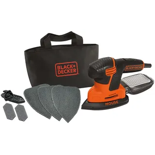 Black & Decker BLACK+DECKER Dreieckschleifer Mouse- Kraftvolle Schleifmaschine mit Staubfangbehälter inkl. Mikrofilter - Für das Abschleifen selbst an schwer zugänglichen Stellen - 1 x Schleifer 120 W - KA2000