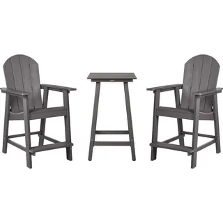 BELIANI Balkonset Dunkelgrau Kunstholz 3-Teilig Quadratischer Balkontisch mit 2 Stühlen Muskoka Adirondack Stil Outdoor Terrasse Garten Ausstattung - Grau